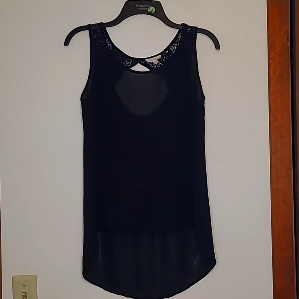 EAM black sleeveless & Lace overlay blouse S